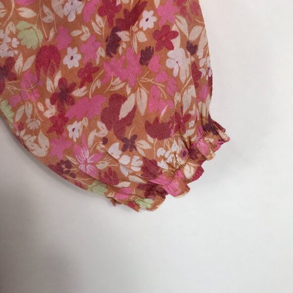 NANETTE Nanette Lepore Smocked Floral Peplum Blouse Women's Small Square Neck - Picture 2 of 11